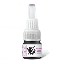 FairyFix Extreme eyelash extension glue bottle showing extra-strong retention adhesive for volume, mega volume, and premade lash fan applications