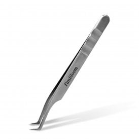 LashArt FANBLOOM Fibre Tip Volume Lash Tweezers with 90° wide boot tip and 9mm FibreGrip contact surface for secure volume fan pickup
