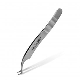 LashArt FANSCULPTOR Fibre Tip Volume Lash Tweezers with 45° precision tip and ergonomic curved handle for professional volume lash application