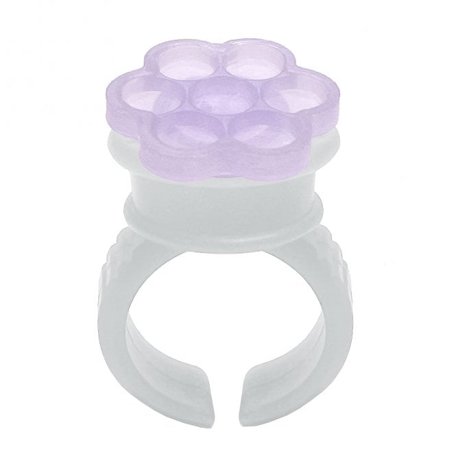 LashArt  Flower Lash Glue Ring & Holder Set – 6 Compartment Disposable Adhesive Rings | For Professional Lash Artists