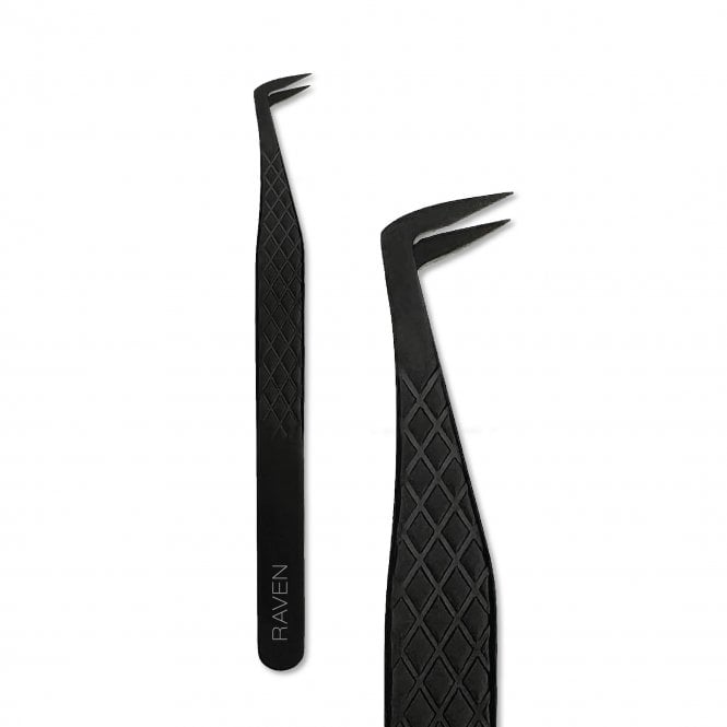 LashArt  RAVEN 90 Degree Angle Fibre Tip Lash Tweezers