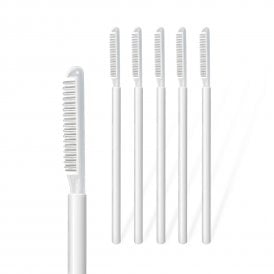 Slim lash and brow grooming combs with angled handle for professional lash and brow treatments
