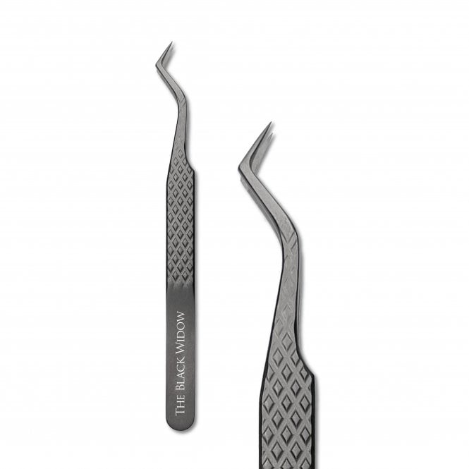 LashArt  THE BLACK WIDOW Titanium Lash Tweezers – Diamond Grip Precision